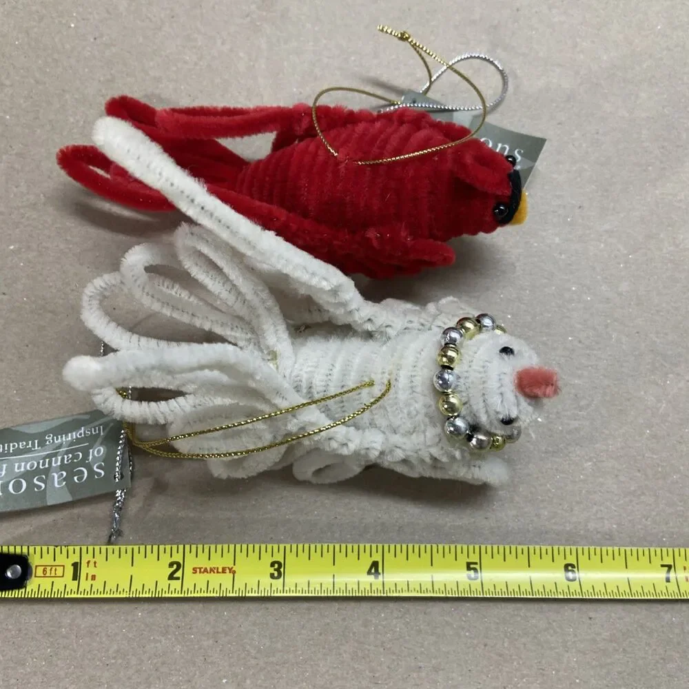 Vintage Seasons of Cannon Falls Ornaments  Lot  Chenille Birds Cardinal and Dove